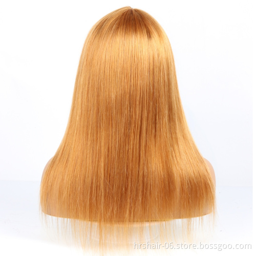 Factory Supply  Large Stocks Attractive Price Black and Golden Colors Human Hair Wig with Bangs